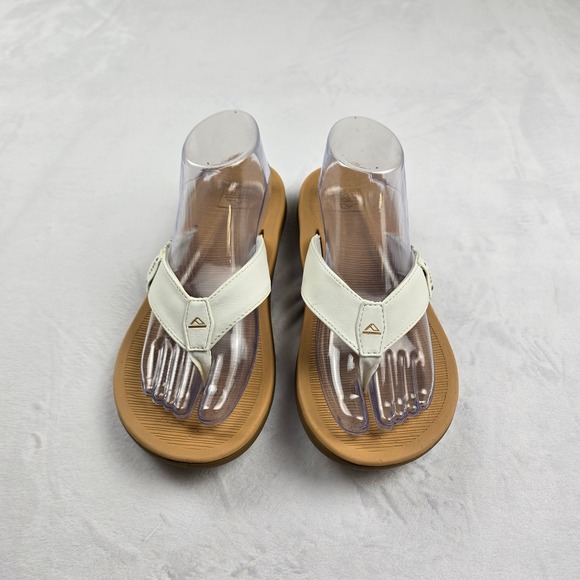 Reef Santa Ana White Leaf Print Flip Flops Women's Size 9 - Picture 2 of 8